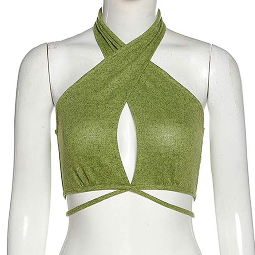 Y2K Halter Lace Up Crop Top